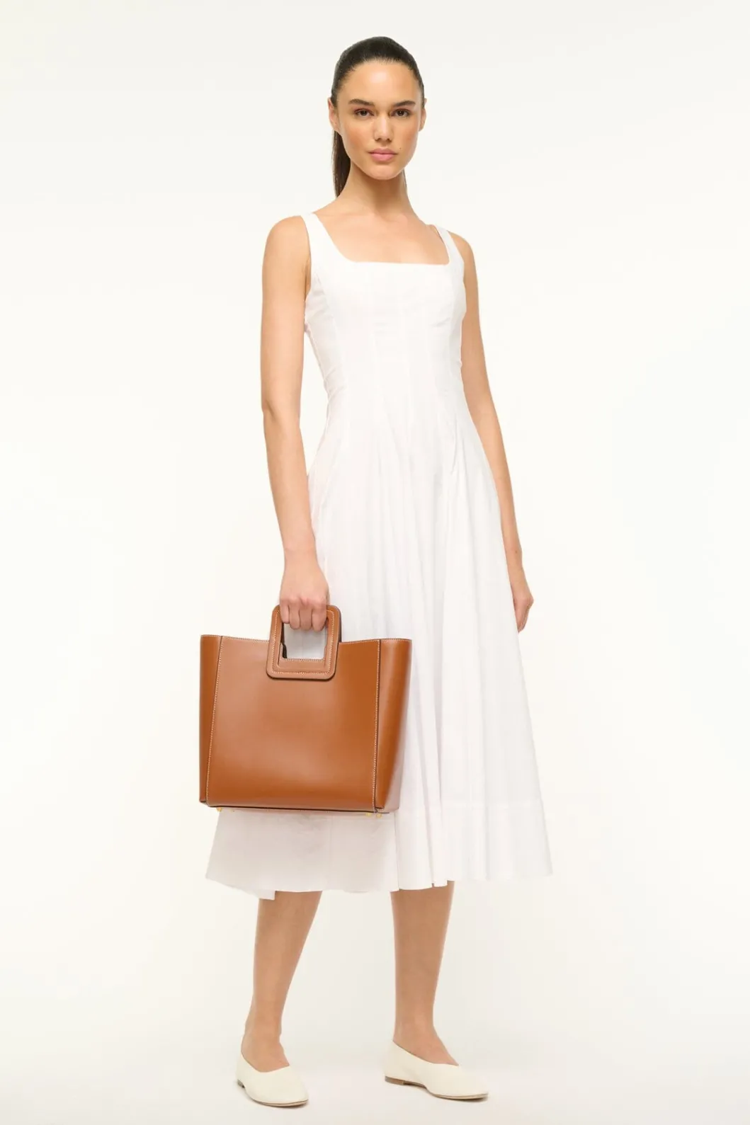 STAUD SHIRLEY LEATHER BAG | SADDLE< Totes | Crossbody