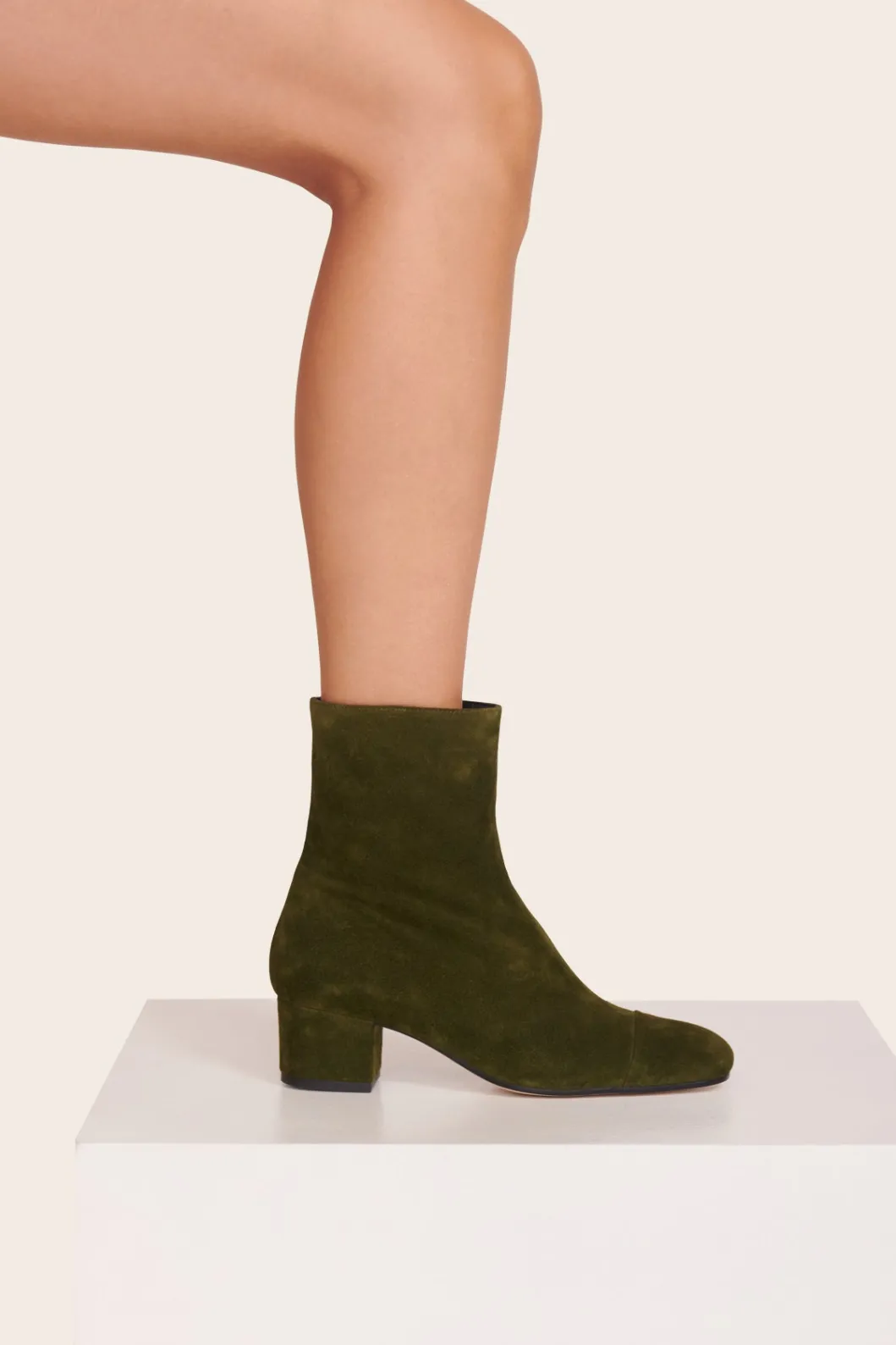 STAUD AIMEE SHORT BOOT OLIVE SUEDE< Boots