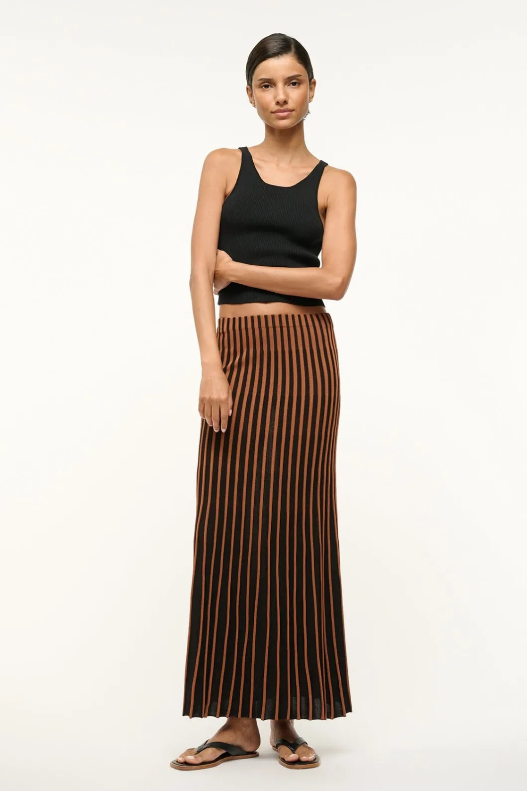 STAUD ALEIDA SKIRT TAN BLACK< Skirts