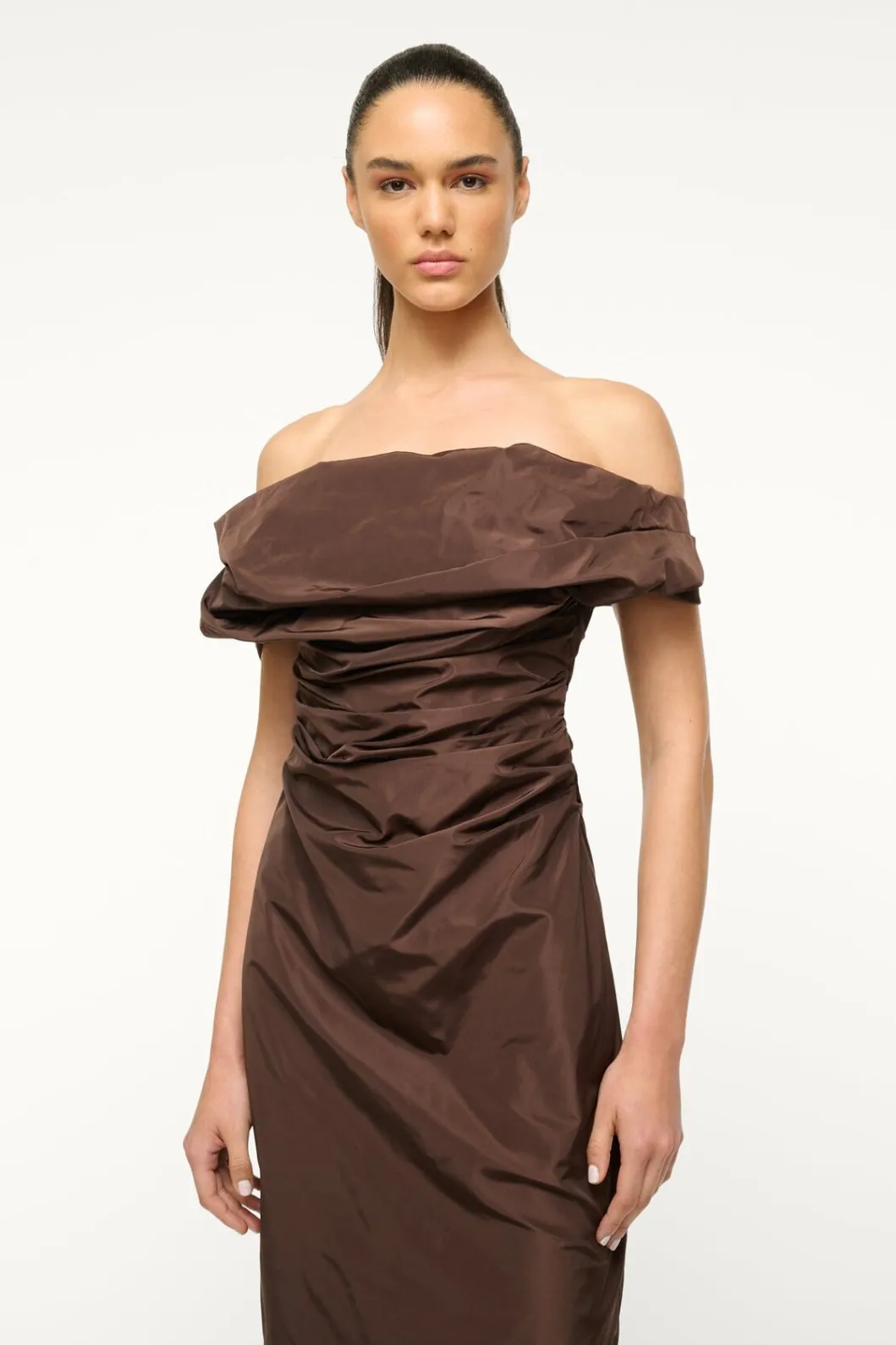 STAUD ANDREA DRESS DARK CHOCOLATE< The Evening Edit | Maxi Dresses