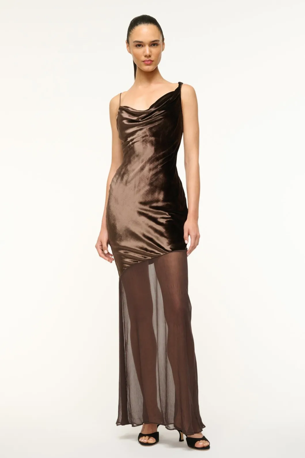 STAUD BEATON DRESS DARK CHOCOLATE< The Evening Edit | Maxi Dresses