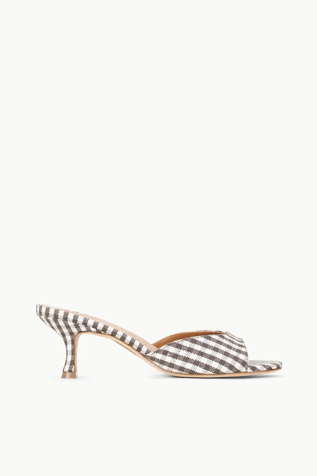 STAUD BRIGITTE MULE DARK CHOCOLATE MICRO CHECK< Mules & Flats