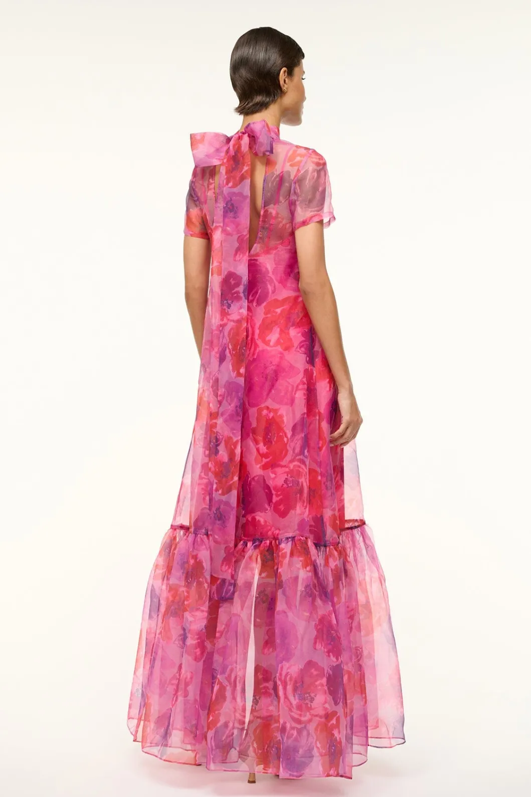 STAUD CALLUNA DRESS MAGENTA PAINTED FLORAL< The Evening Edit | Maxi Dresses