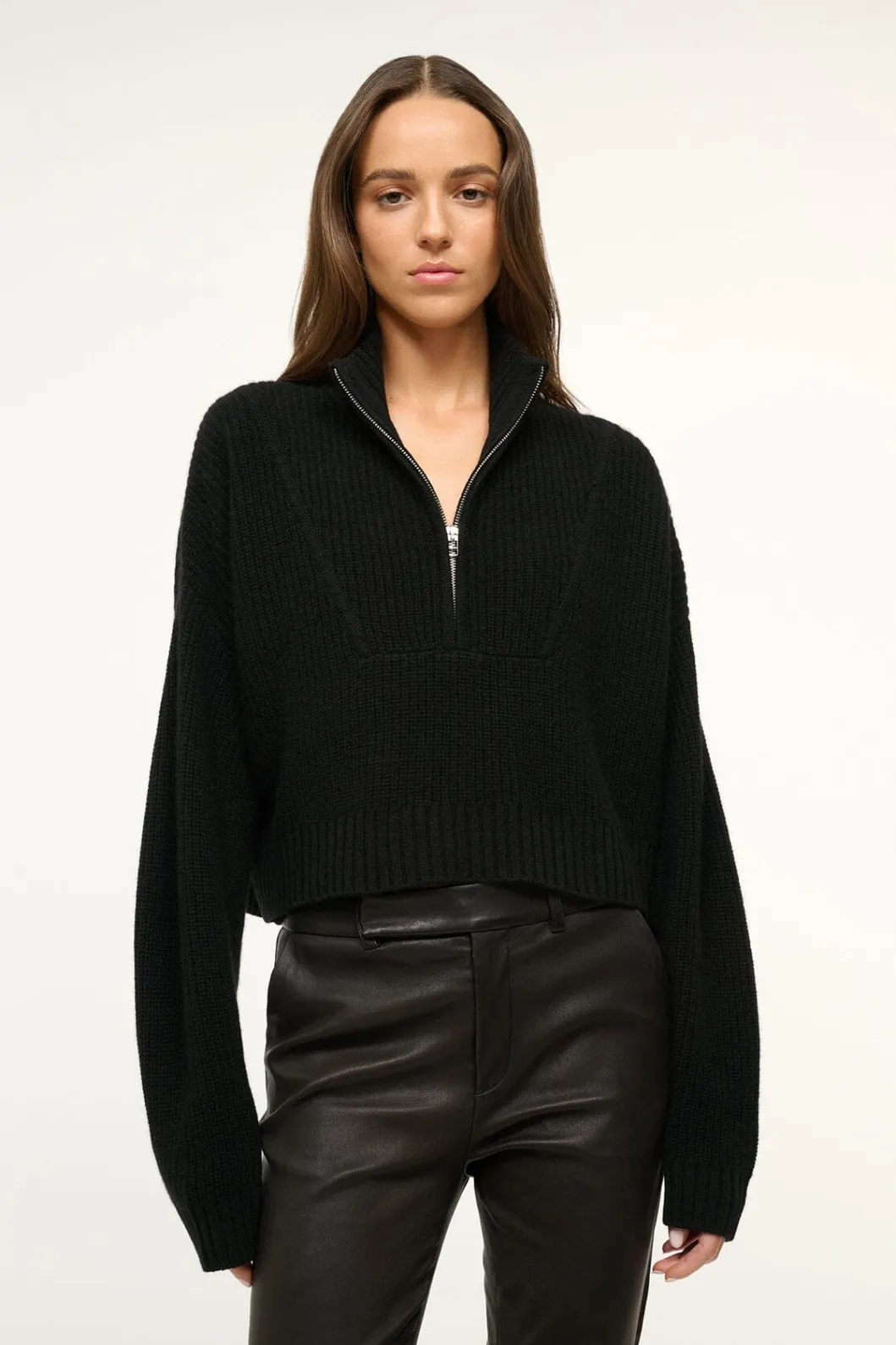 STAUD CASHMERE CROPPED HAMPTON SWEATER< Sweaters