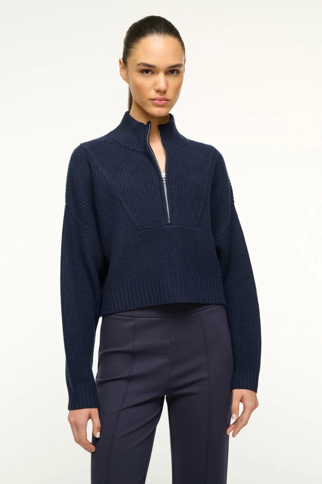 STAUD CASHMERE CROPPED HAMPTON SWEATER< Sweaters