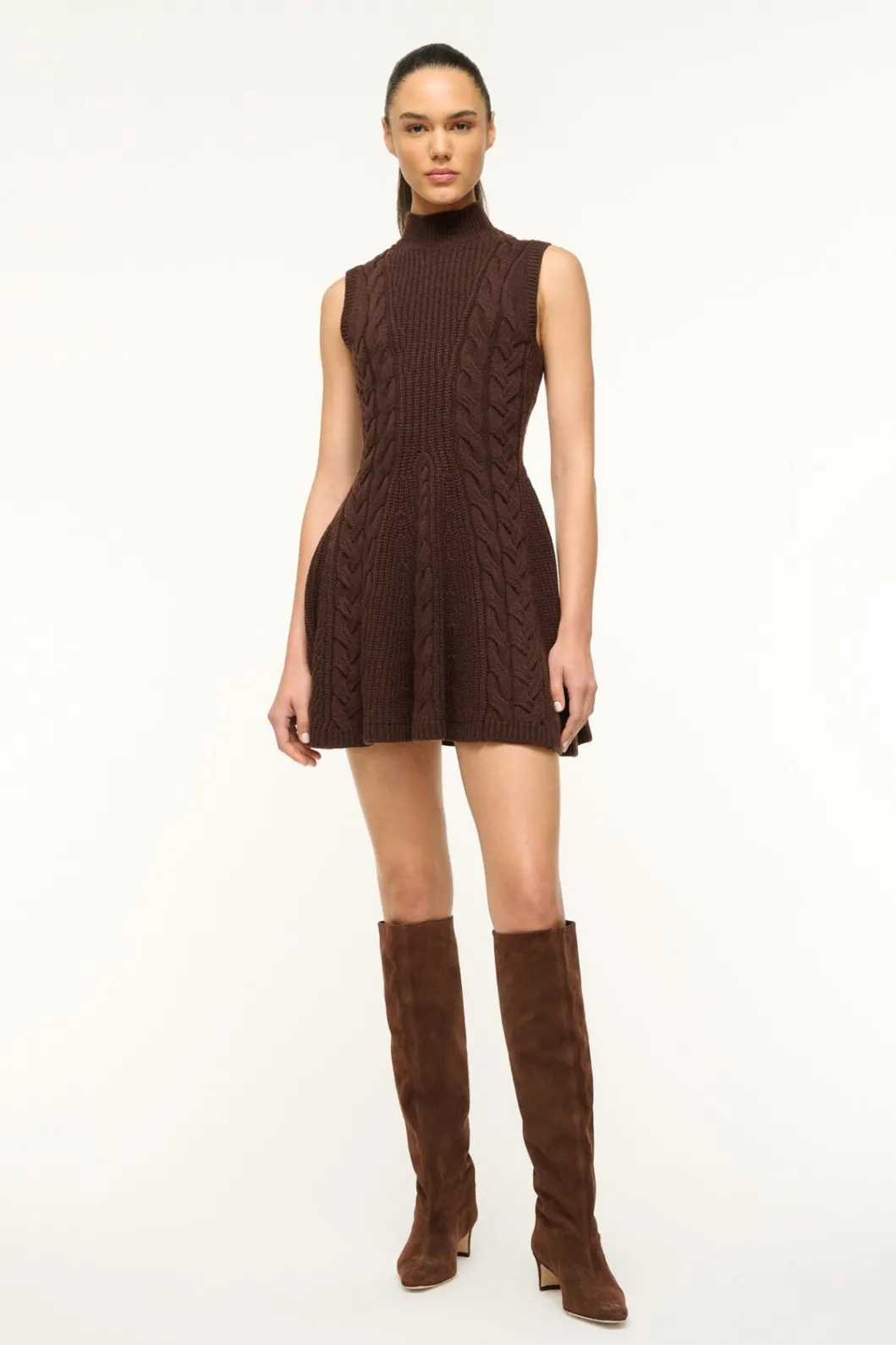 STAUD CHARADE DRESS DARK CHOCOLATE< Knit Dresses | Mini Dresses