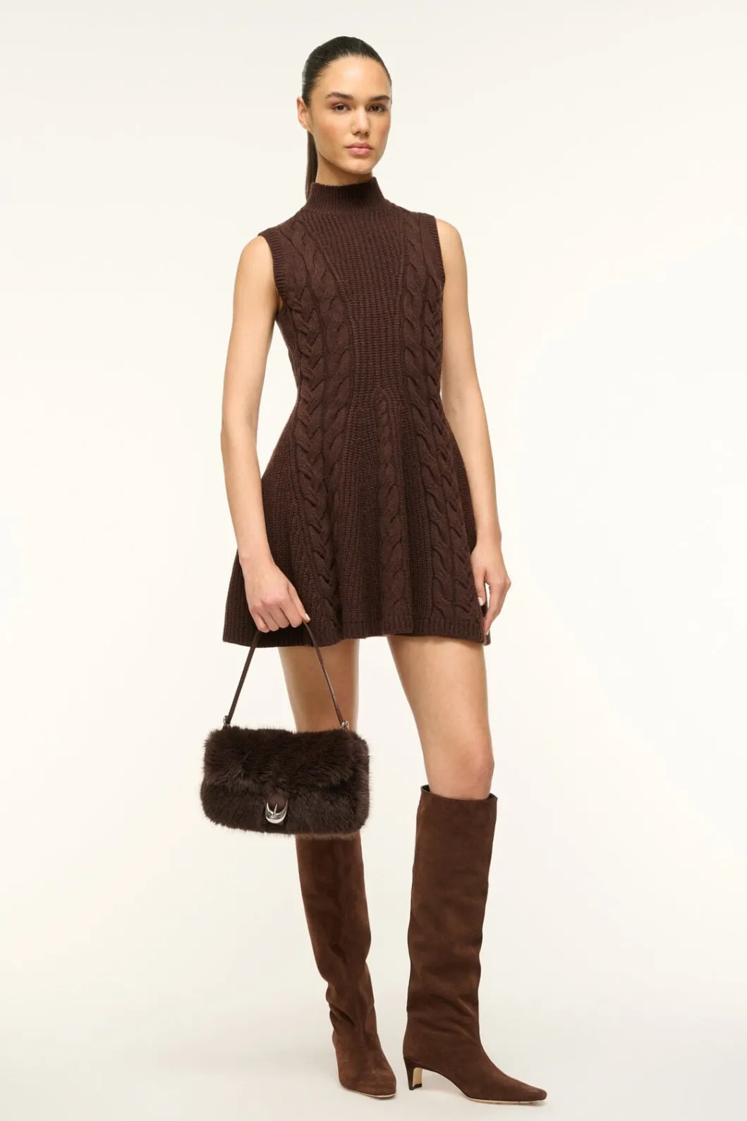 STAUD CHARADE DRESS DARK CHOCOLATE< Knit Dresses | Mini Dresses