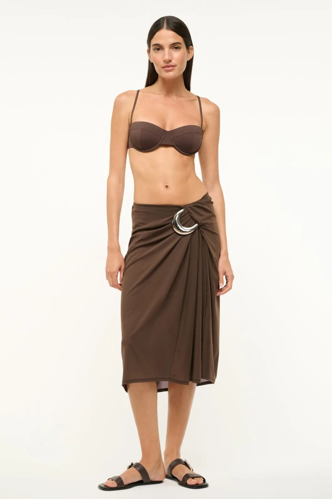 STAUD CHIARA SKIRT DARK CHOCOLATE< Swim | Cover-ups