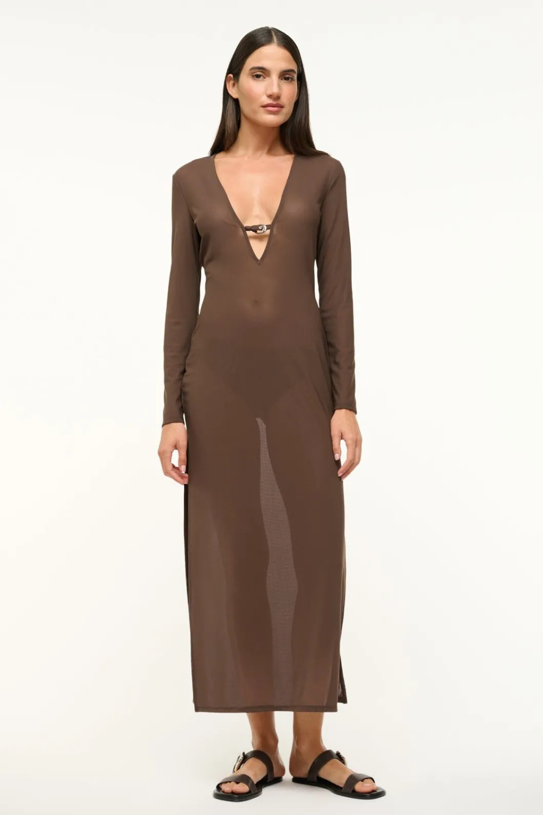 STAUD CLEO DRESS DARK CHOCOLATE< Swim | Cover-ups