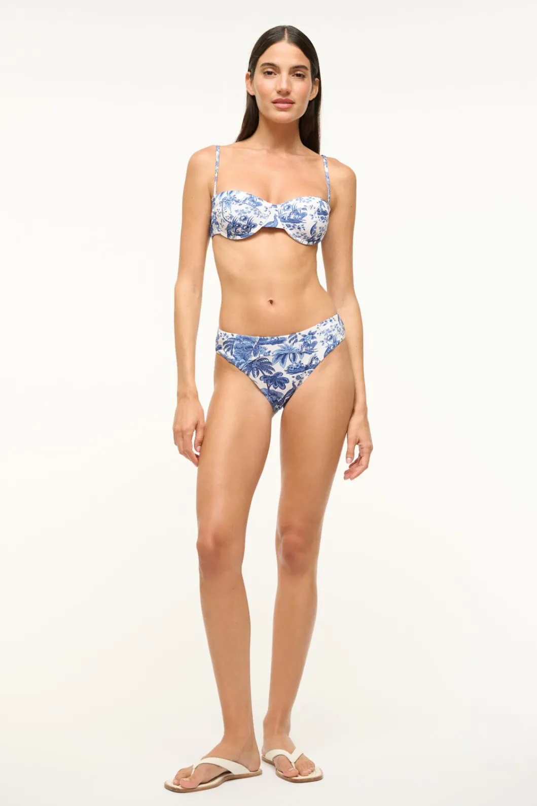 STAUD CORSAGE BIKINI BOTTOM BLUE TOILE< Swim | Bikinis