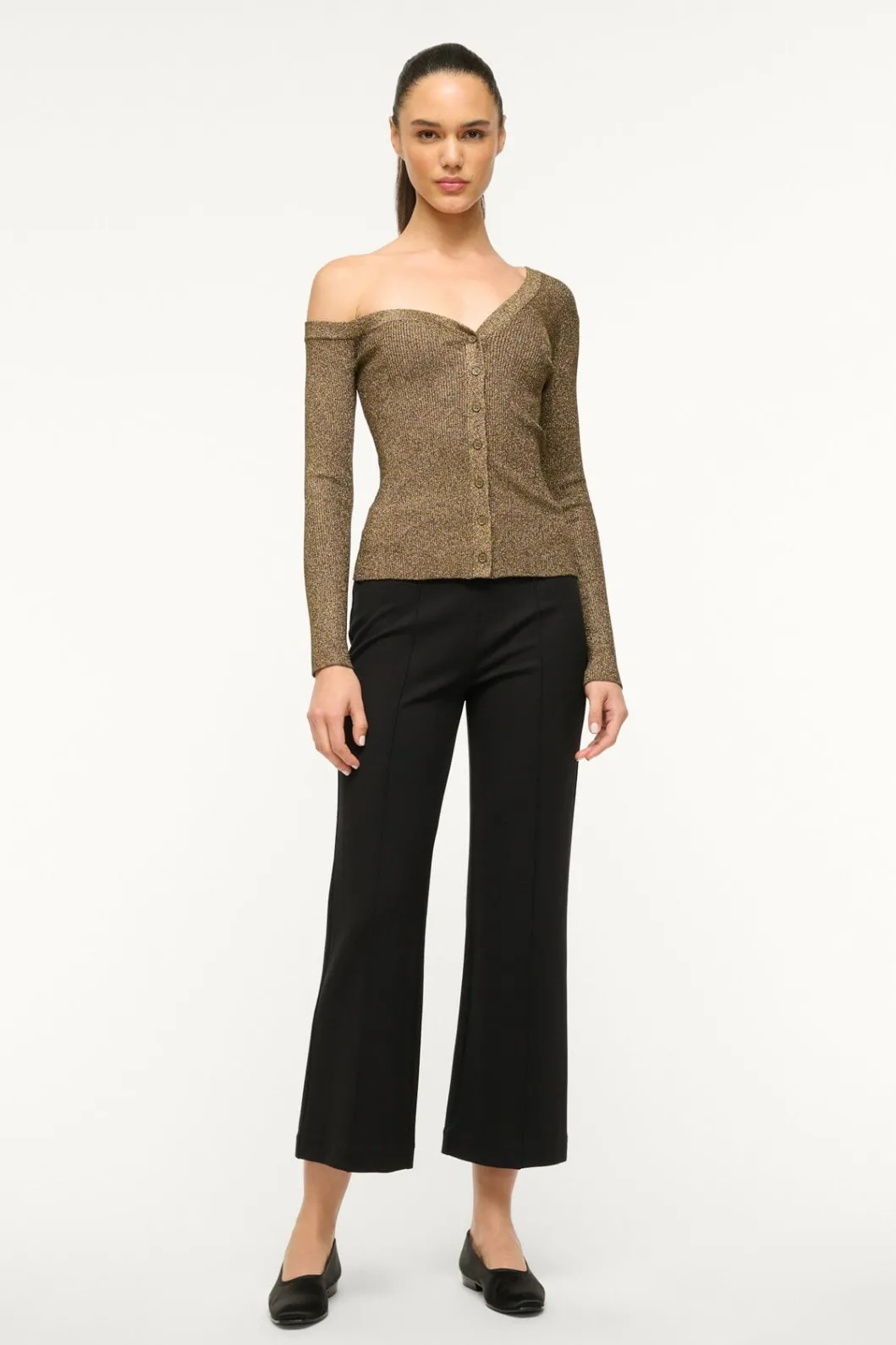 STAUD CRAFTSMAN SWEATER METALLIC GOLD< Tops