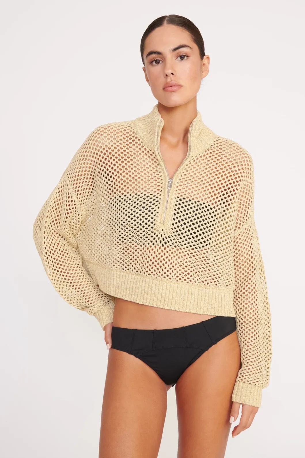 STAUD CROPPED HAMPTON SWEATER< Sweaters | Swim