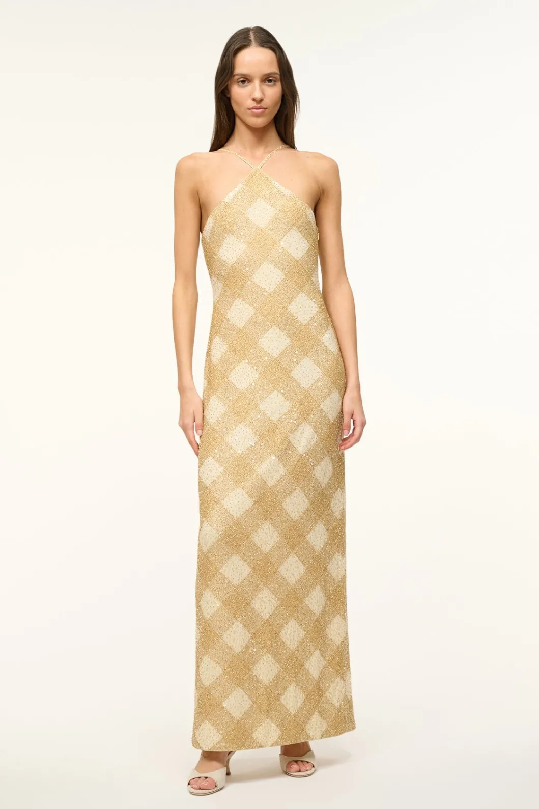 STAUD CUBISM DRESS GOLDEN HOUR< The Evening Edit | Maxi Dresses