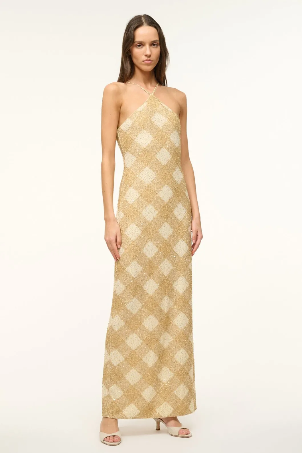 STAUD CUBISM DRESS GOLDEN HOUR< The Evening Edit | Maxi Dresses