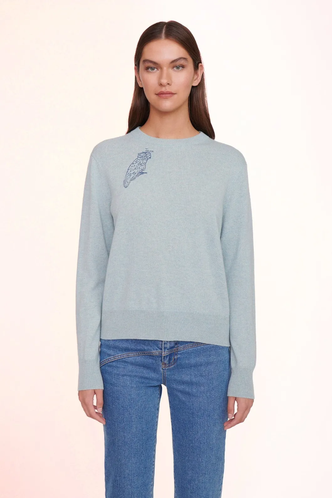 STAUD CUSTOM CASHMERE CREWNECK SWEATER | LIGHT BLUE< Custom Clothing