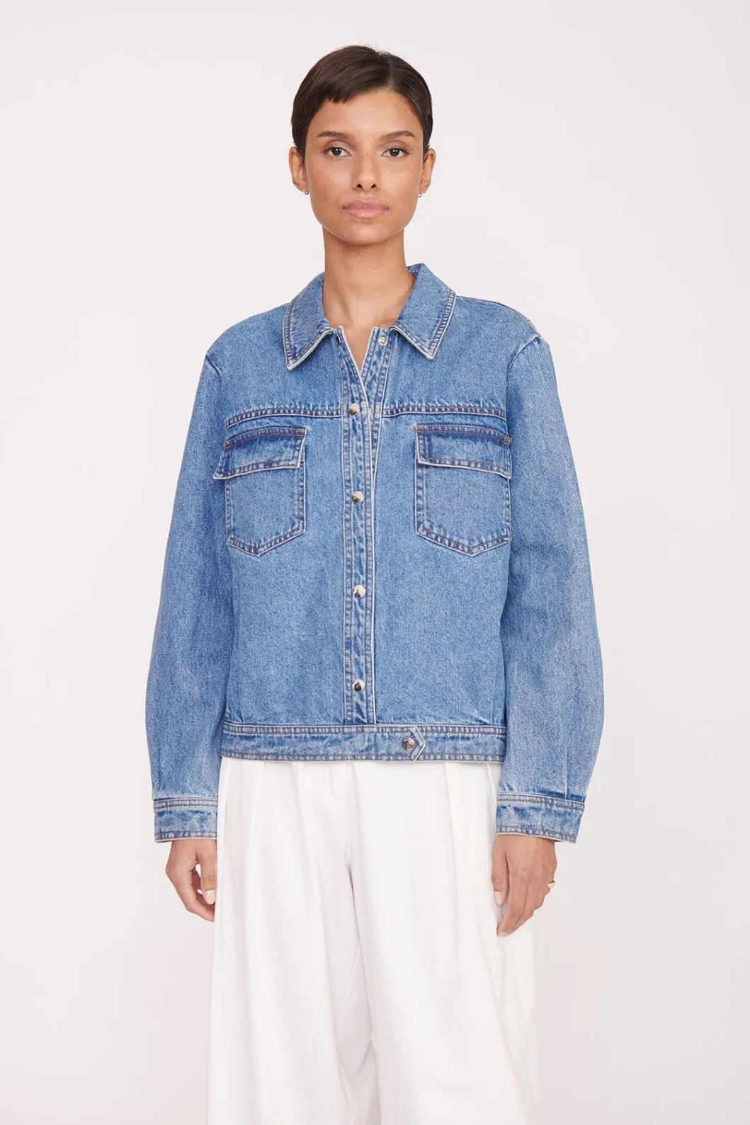 STAUD CUSTOM CLASSIC OVERSIZED RYAN JACKET | MEDIUM WASH< Outerwear & Jackets | Custom Clothing