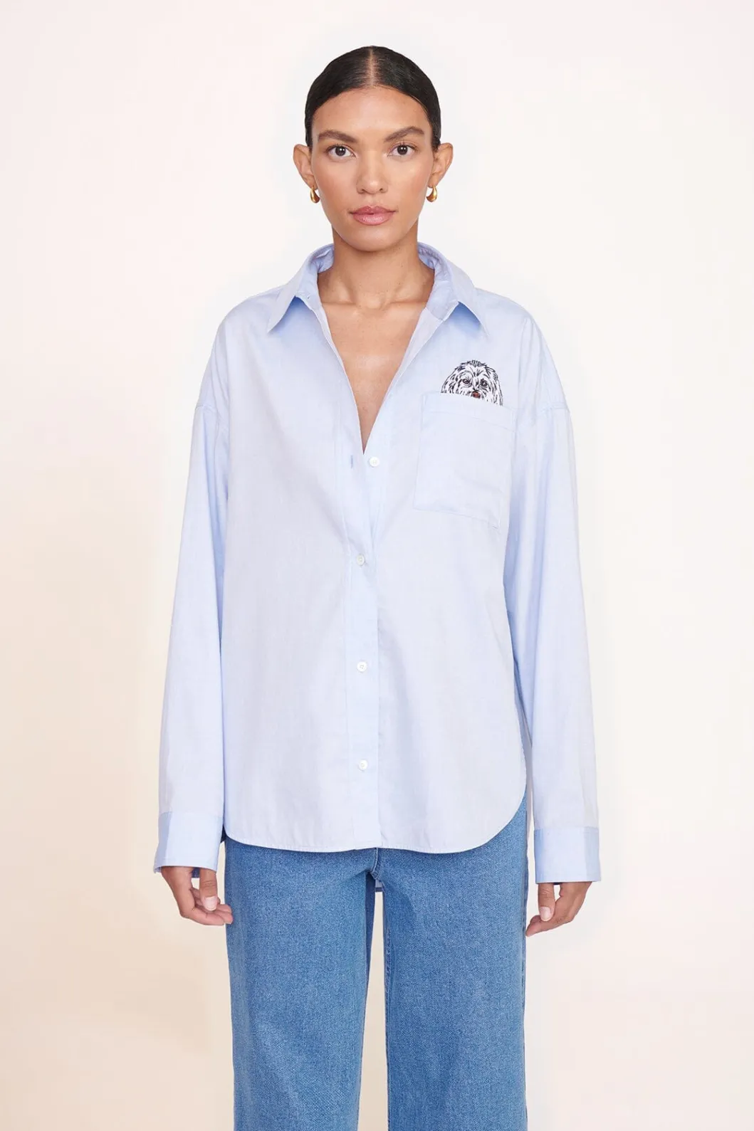 STAUD CUSTOM CLASSIC OVERSIZED SHIRT | OXFORD BLUE< Custom Clothing