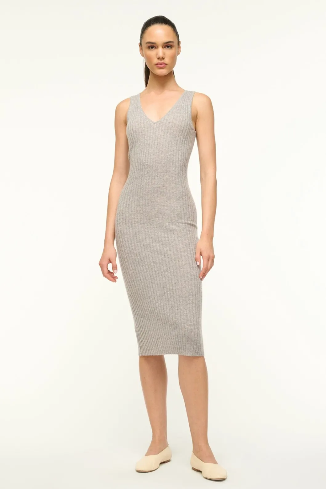 STAUD DANA CASHMERE DRESS HEATHER GREY< Dresses | Knit Dresses