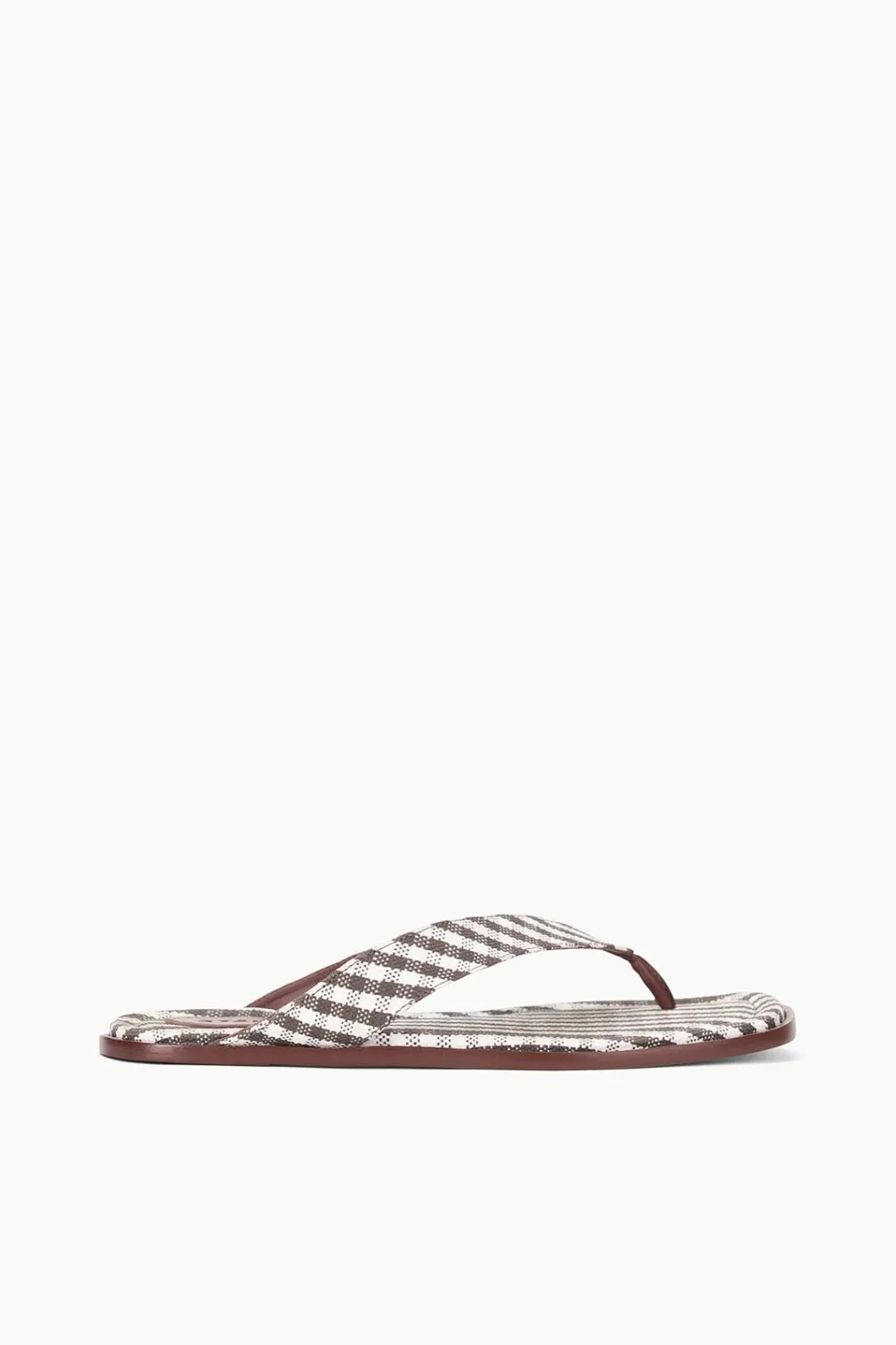 STAUD DANTE THONG DARK CHOCOLATE MICRO CHECK< Swim | Sandals