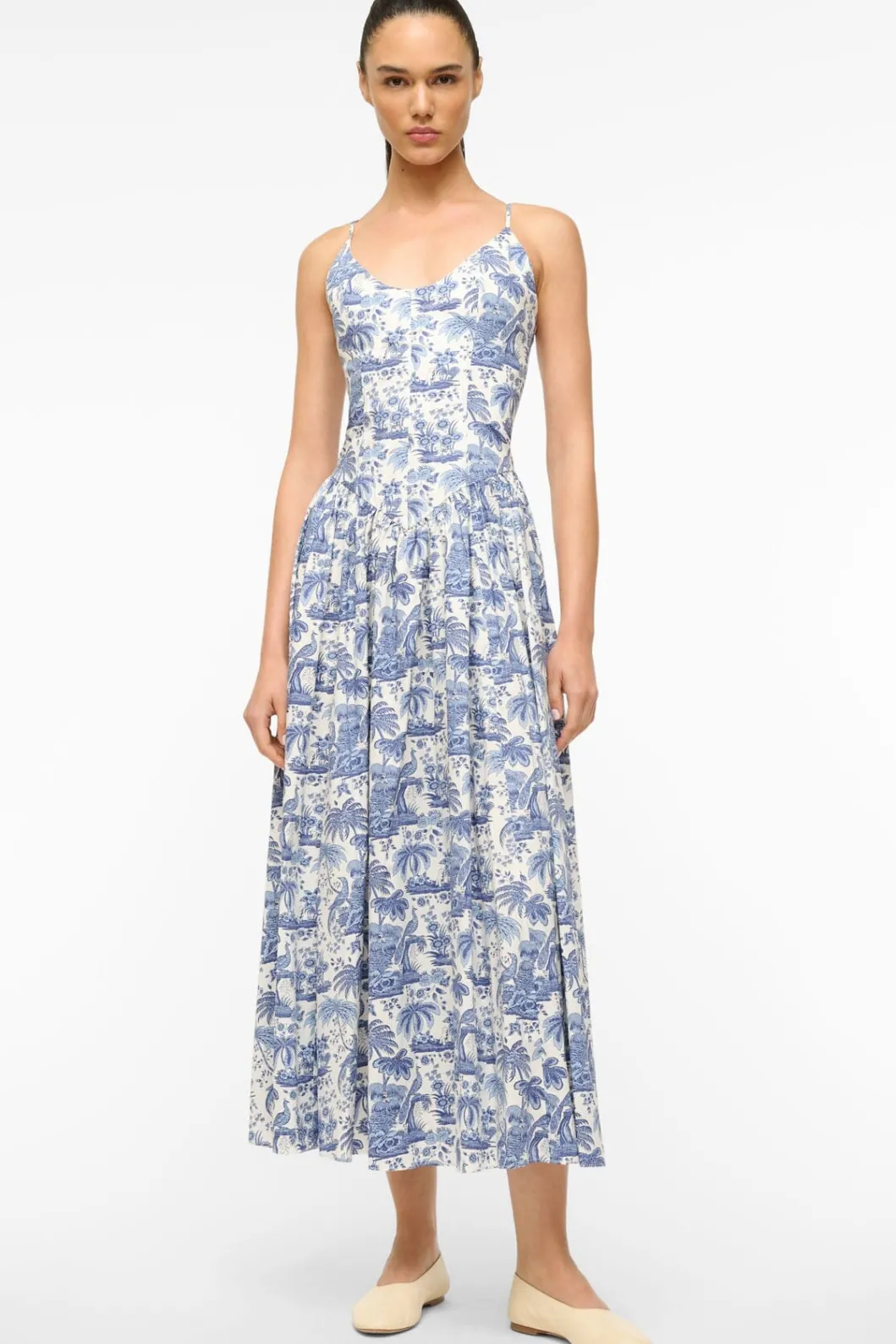 STAUD DENA DRESS BLUE TOILE< Maxi Dresses | Dresses