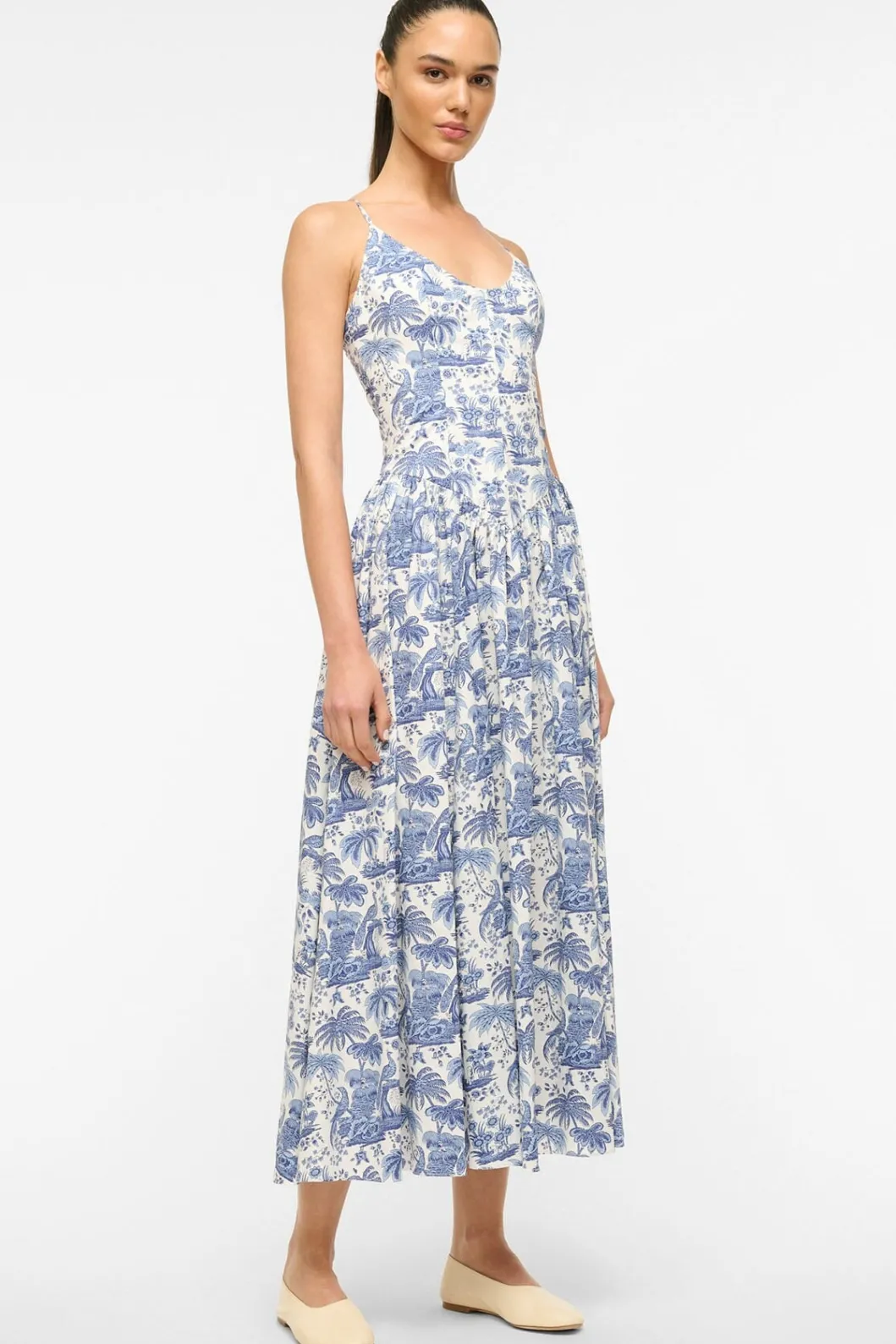 STAUD DENA DRESS BLUE TOILE< Maxi Dresses | Dresses