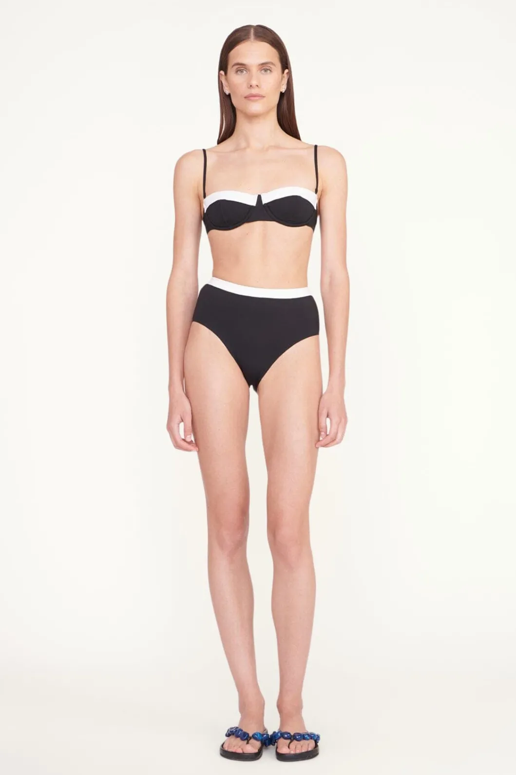 STAUD DEVON HIGH RISE BIKINI BOTTOM BLACK WHITE< Swim | Bikinis