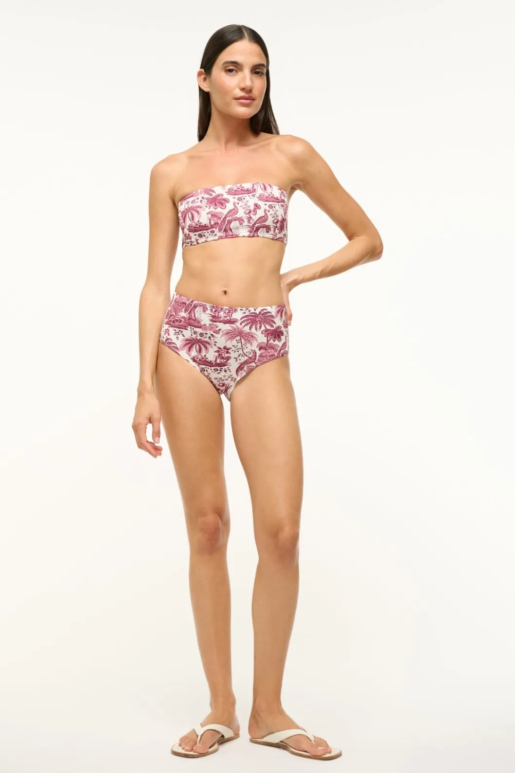 STAUD DEVON HIGH RISE BIKINI BOTTOM BORDEAUX TOILE< Swim | Bikinis