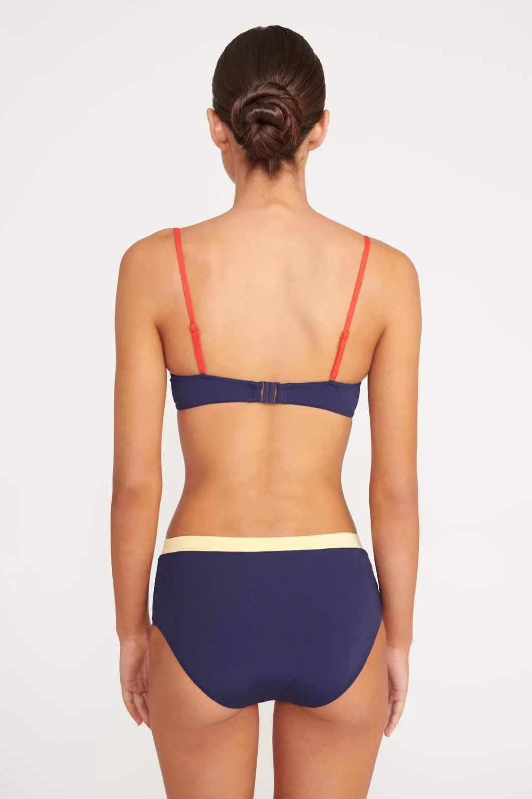 STAUD DEVON HIGH RISE BIKINI BOTTOM NAVY COLORBLOCK< Swim | Bikinis