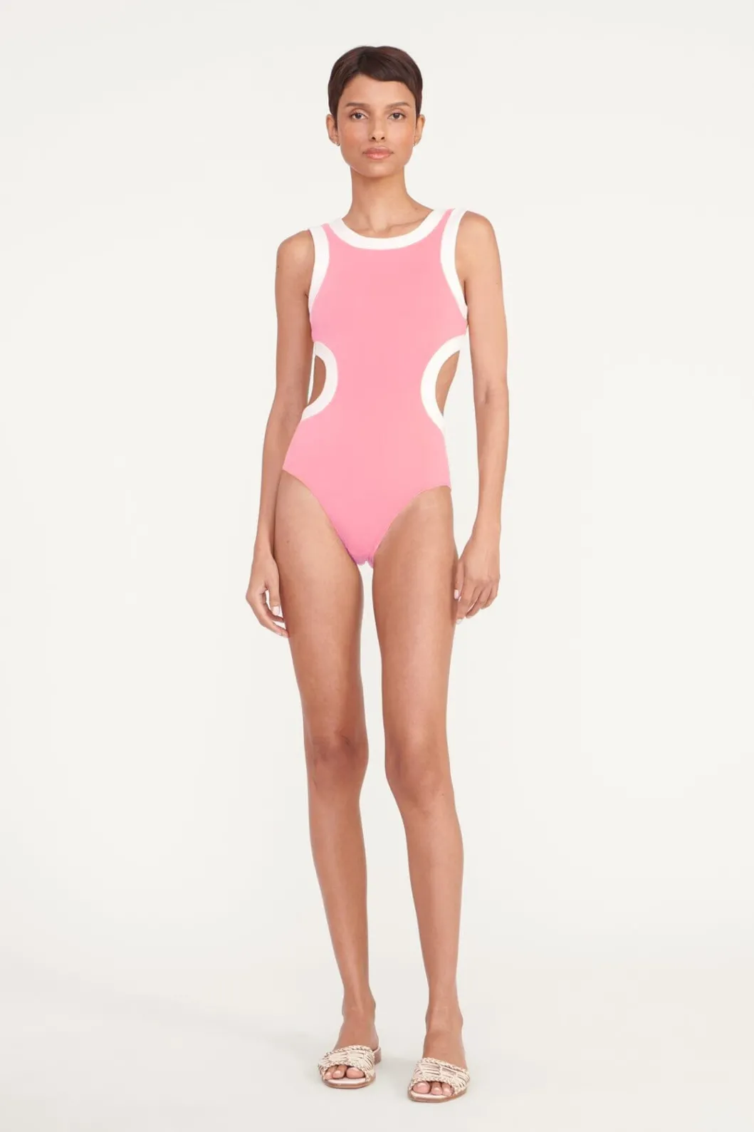 STAUD DOLCE ONE PIECE CORAL PINK WHITE< Swim | One Pieces
