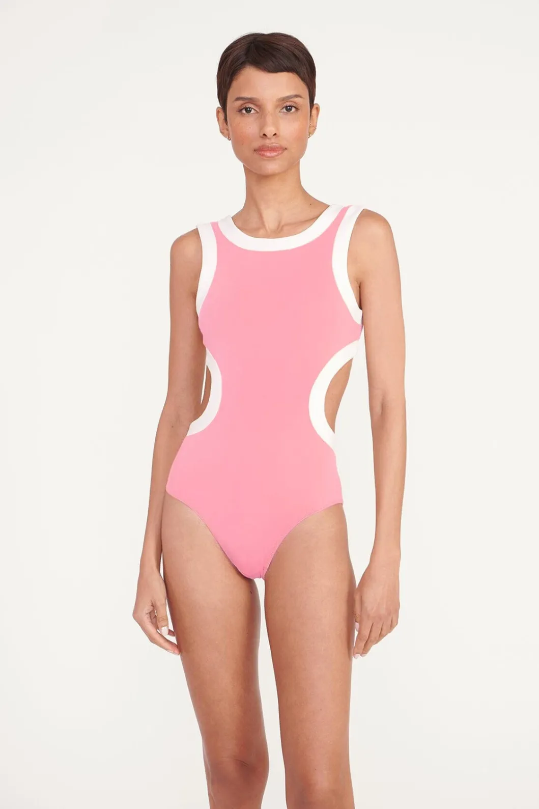 STAUD DOLCE ONE PIECE CORAL PINK WHITE< Swim | One Pieces