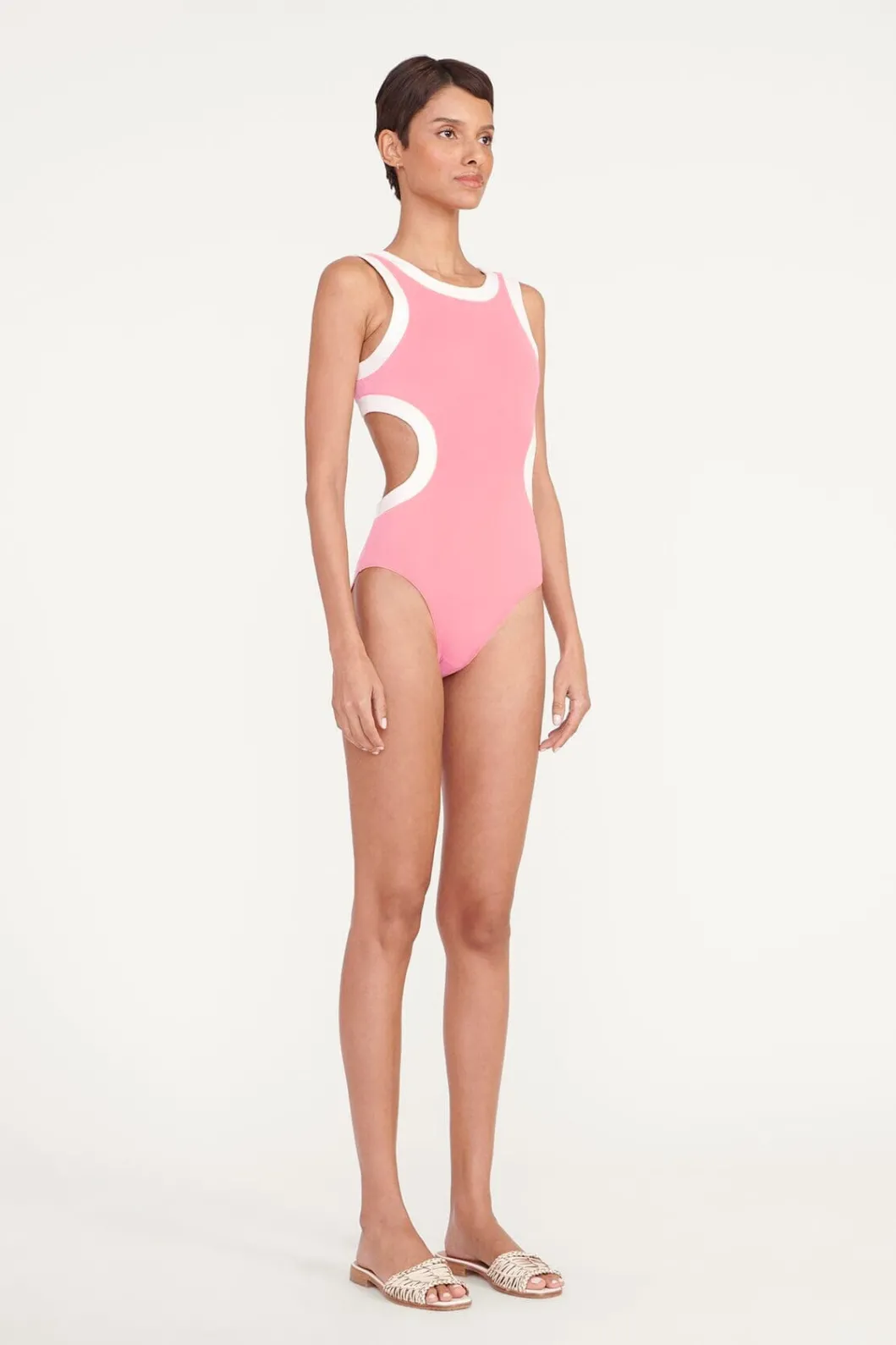 STAUD DOLCE ONE PIECE CORAL PINK WHITE< Swim | One Pieces