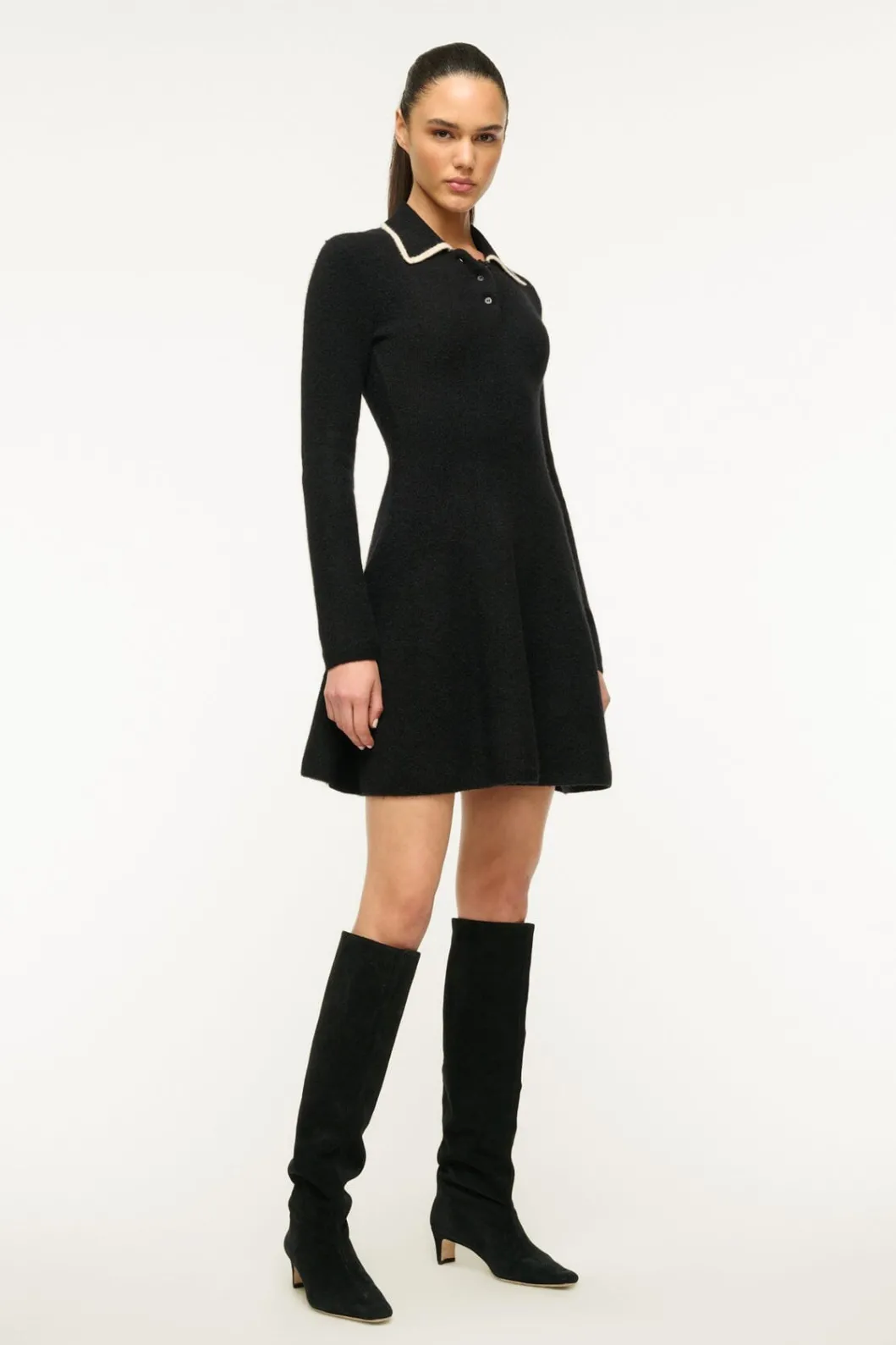 STAUD DUJOUR DRESS BLACK IVORY< Dresses | Knit Dresses