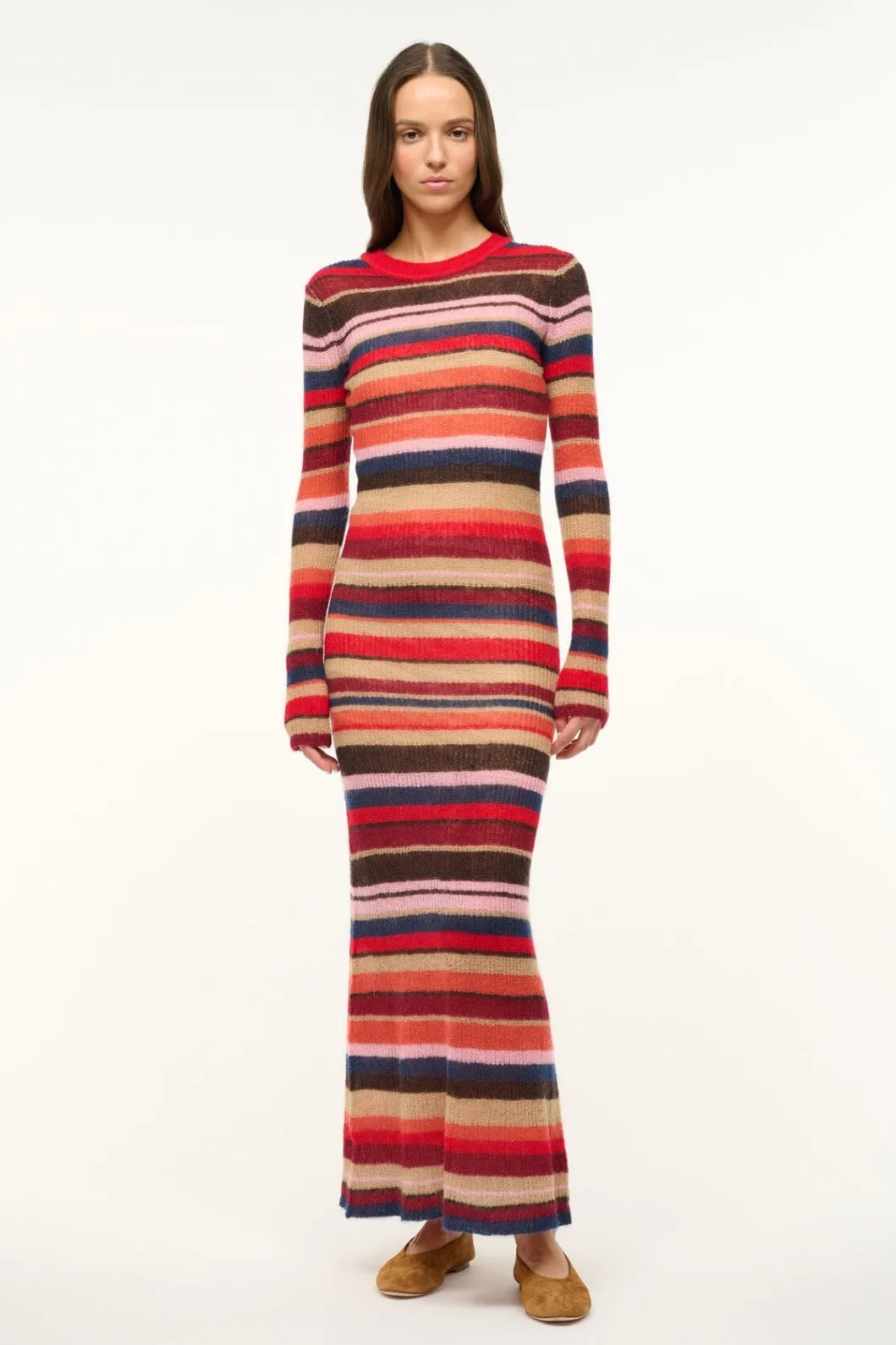 STAUD EIZA DRESS AUTUMNAL FADED STRIPE< Knit Dresses | Maxi Dresses