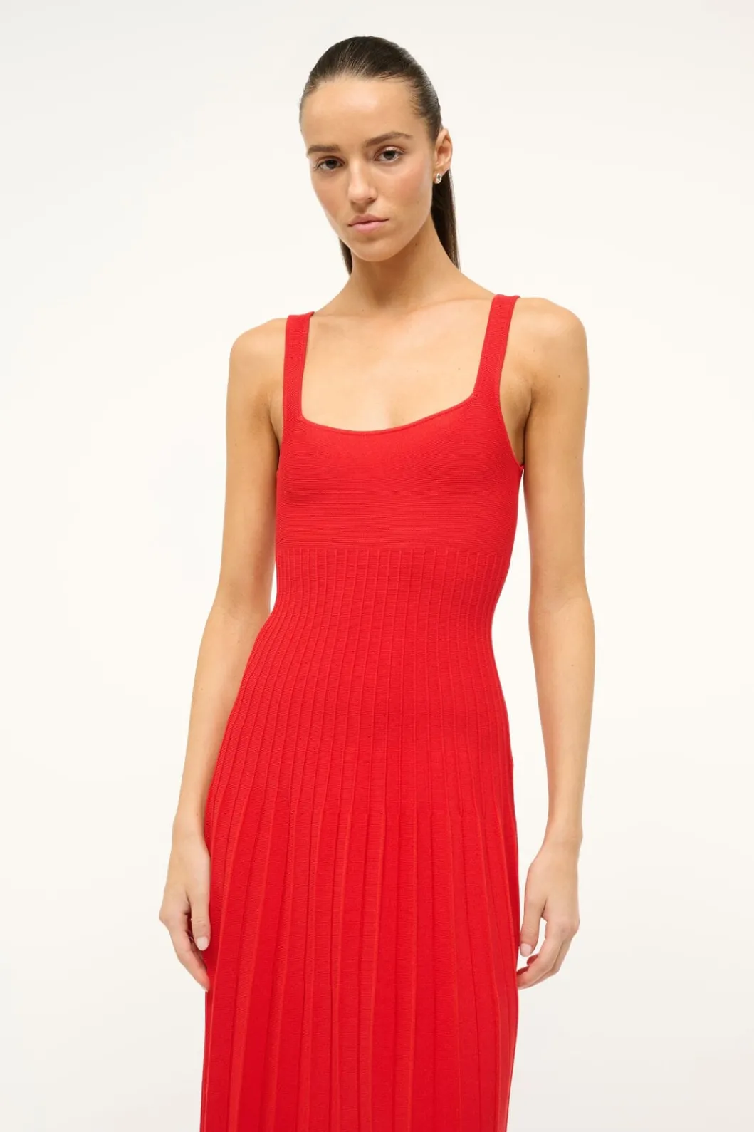 STAUD ELLISON DRESS RED ROSE< Knit Dresses | Midi Dresses