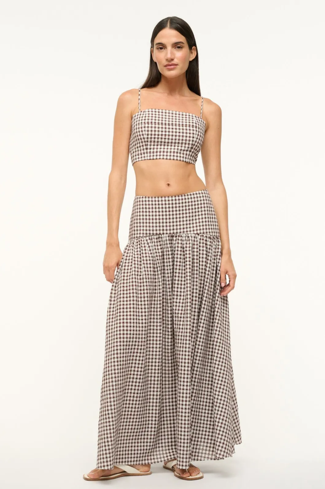 STAUD FEDERICO TANK DARK CHOCOLATE GINGHAM< Swim | Cover-ups