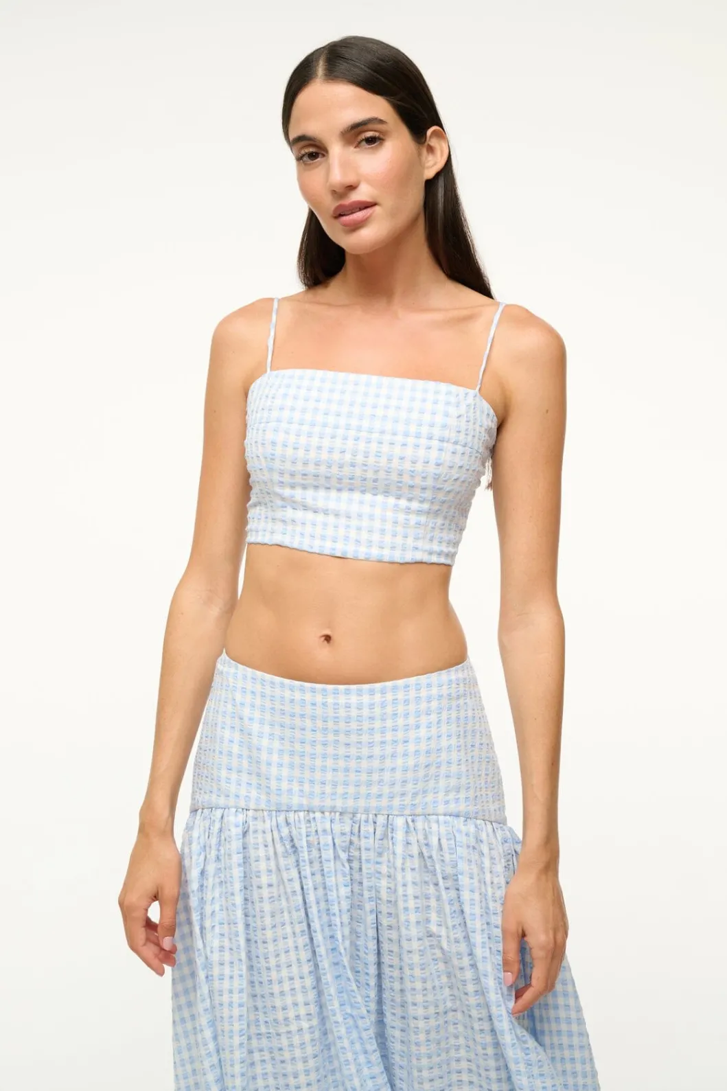 STAUD FEDERICO TANK SKY GINGHAM< Swim | Cover-ups