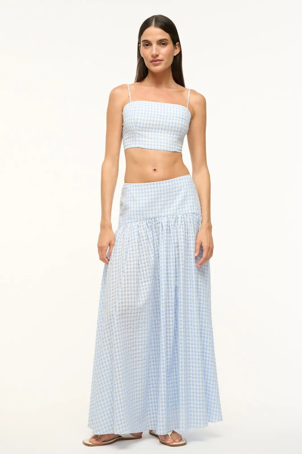 STAUD FEDERICO TANK SKY GINGHAM< Swim | Cover-ups