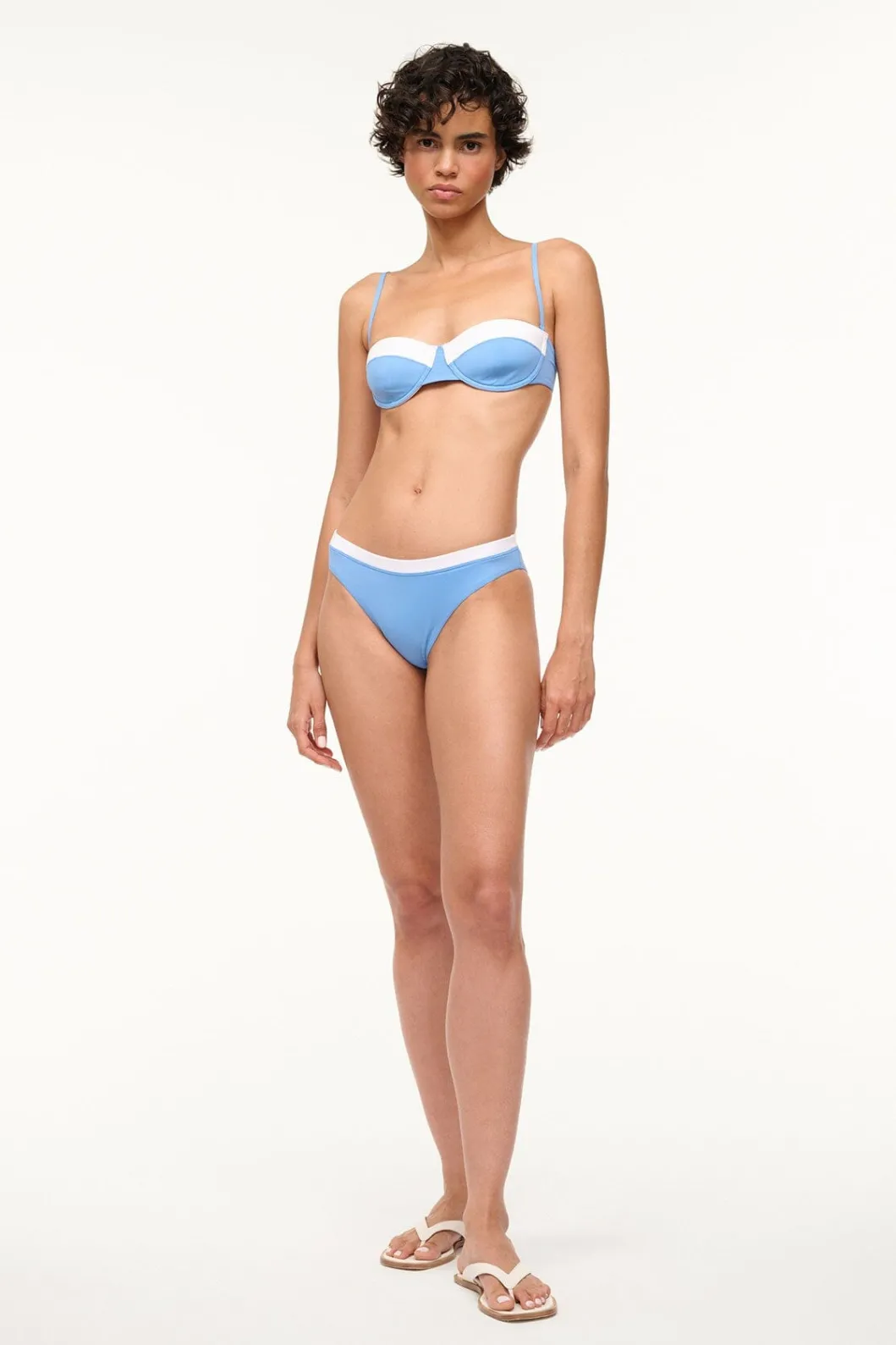 STAUD GEMMA BIKINI BOTTOM AZURE WHITE< Swim