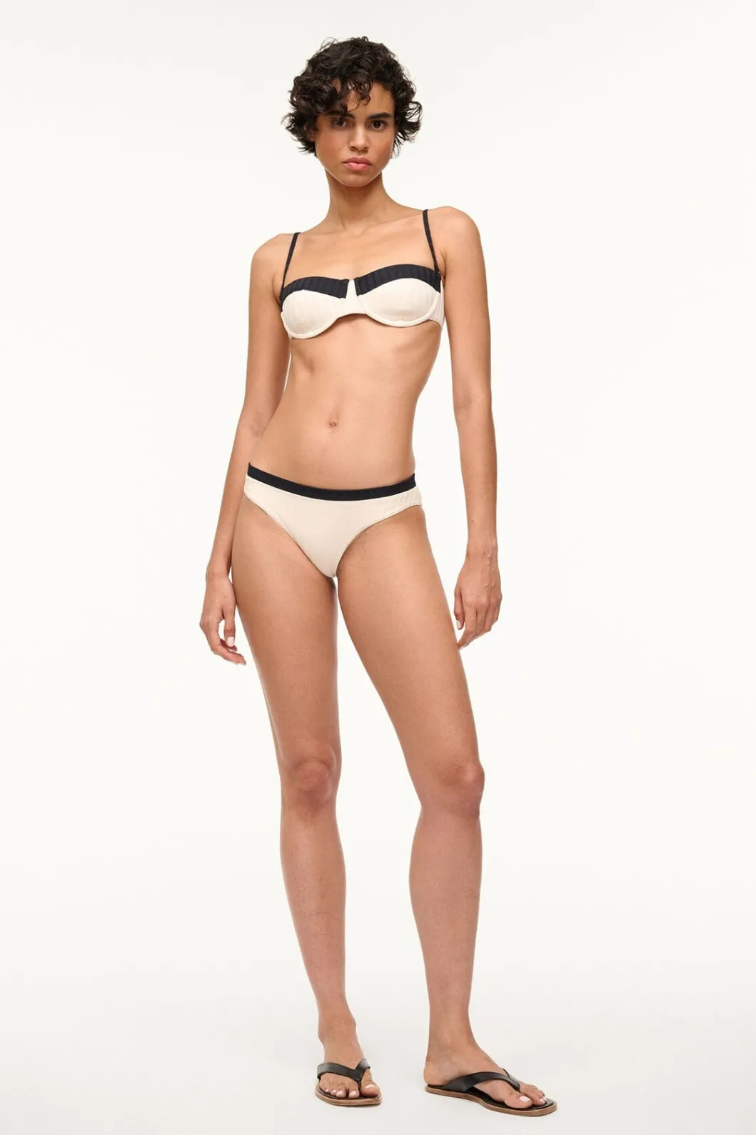 STAUD GEMMA BIKINI BOTTOM IVORY BLACK< Swim