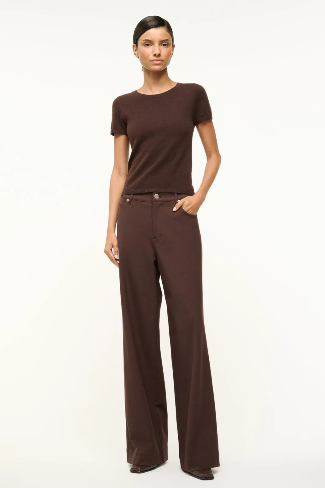 STAUD GRAYSON PANT DARK CHOCOLATE< Pants & Shorts