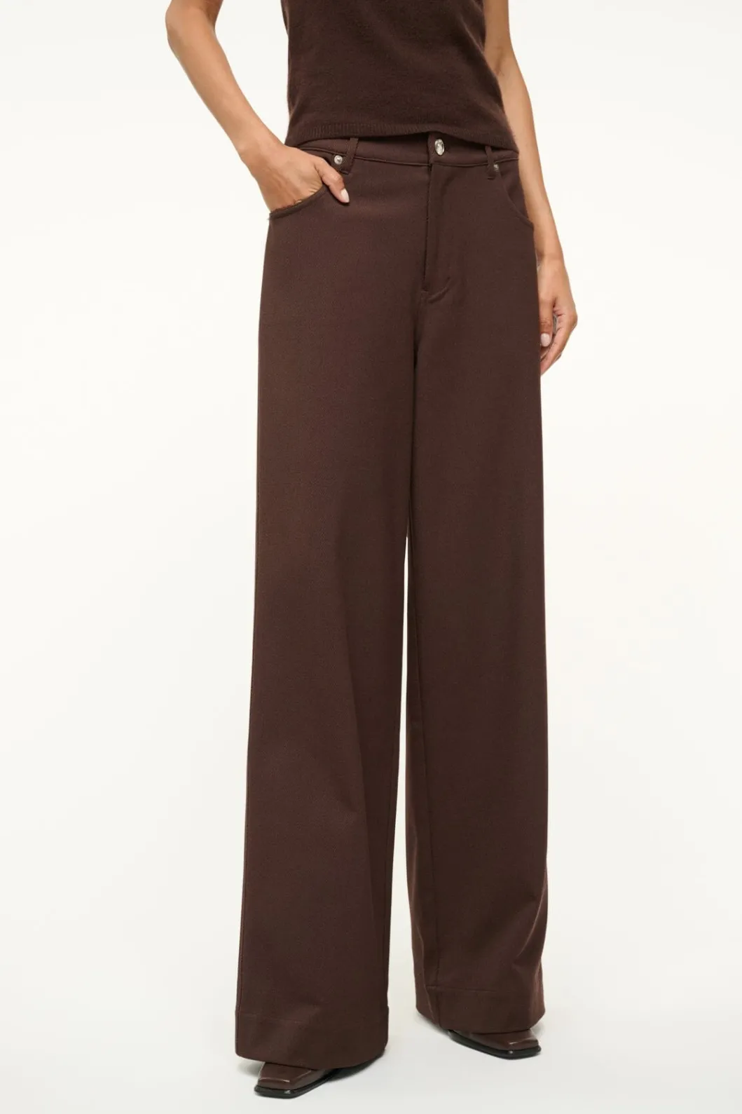 STAUD GRAYSON PANT DARK CHOCOLATE< Pants & Shorts