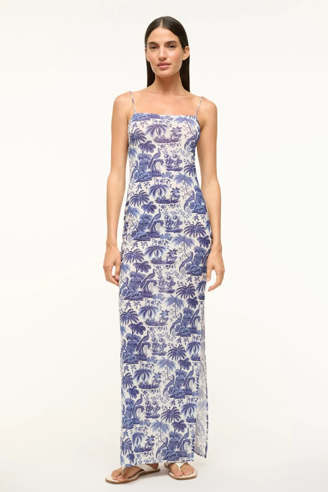 STAUD HASTINGS MAXI DRESS BLUE TOILE< Swim | Cover-ups