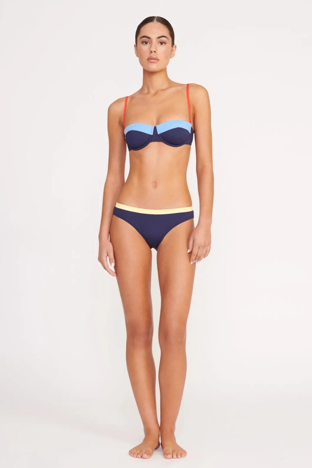 STAUD JO BALCONETTE BIKINI TOP NAVY COLORBLOCK< Swim | Bikinis
