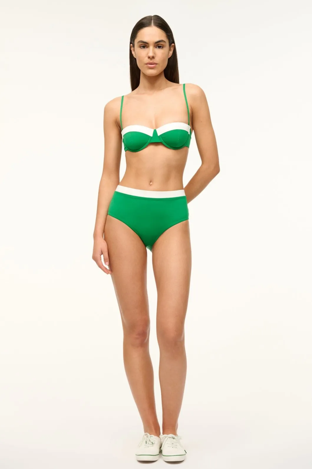 STAUD JO BALCONETTE TOP VERT WHITE< Swim | Bikinis