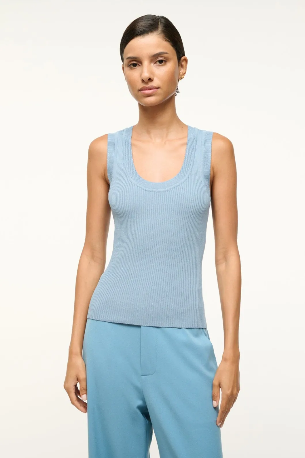 STAUD JULIETTE TOP SLATE BLUE< Tops