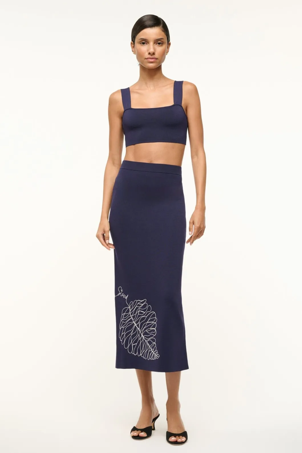 STAUD KARINA SKIRT NAVY WHITE< Skirts