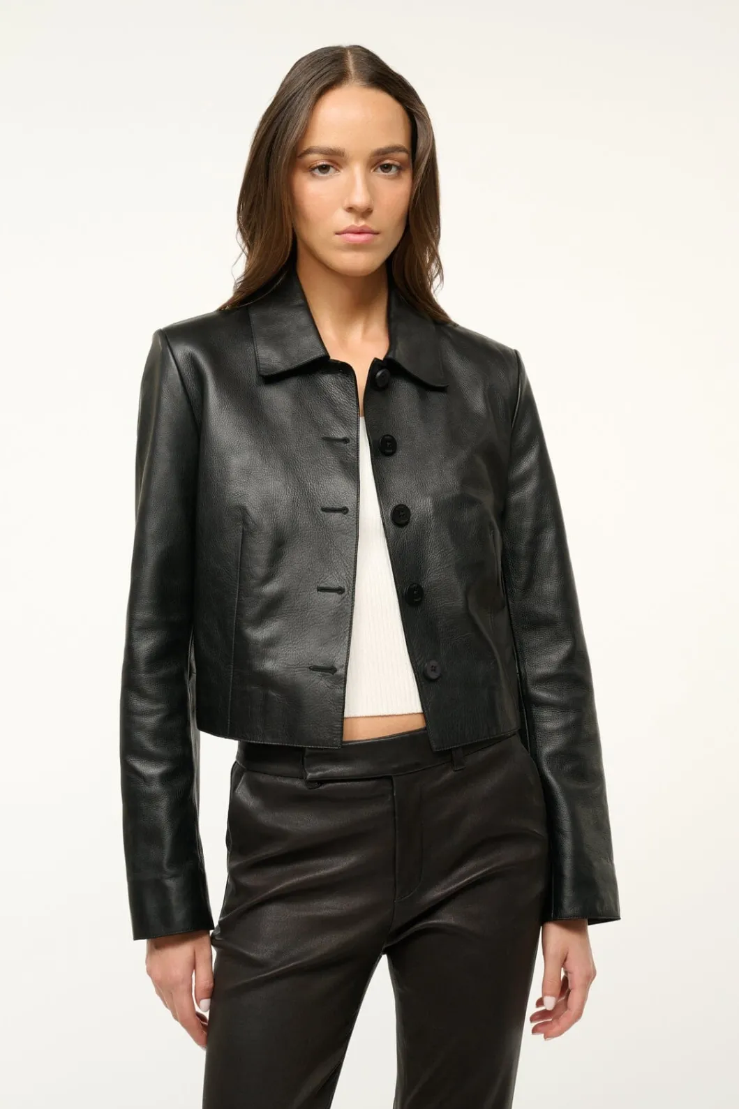 STAUD LEATHER MARINO JACKET< Outerwear & Jackets