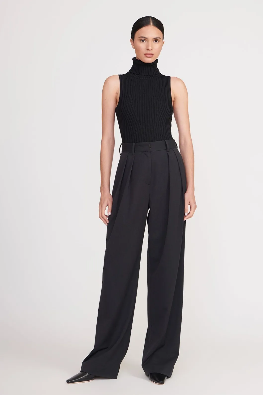 STAUD LUISA PANT BLACK SUITING< Pants & Shorts