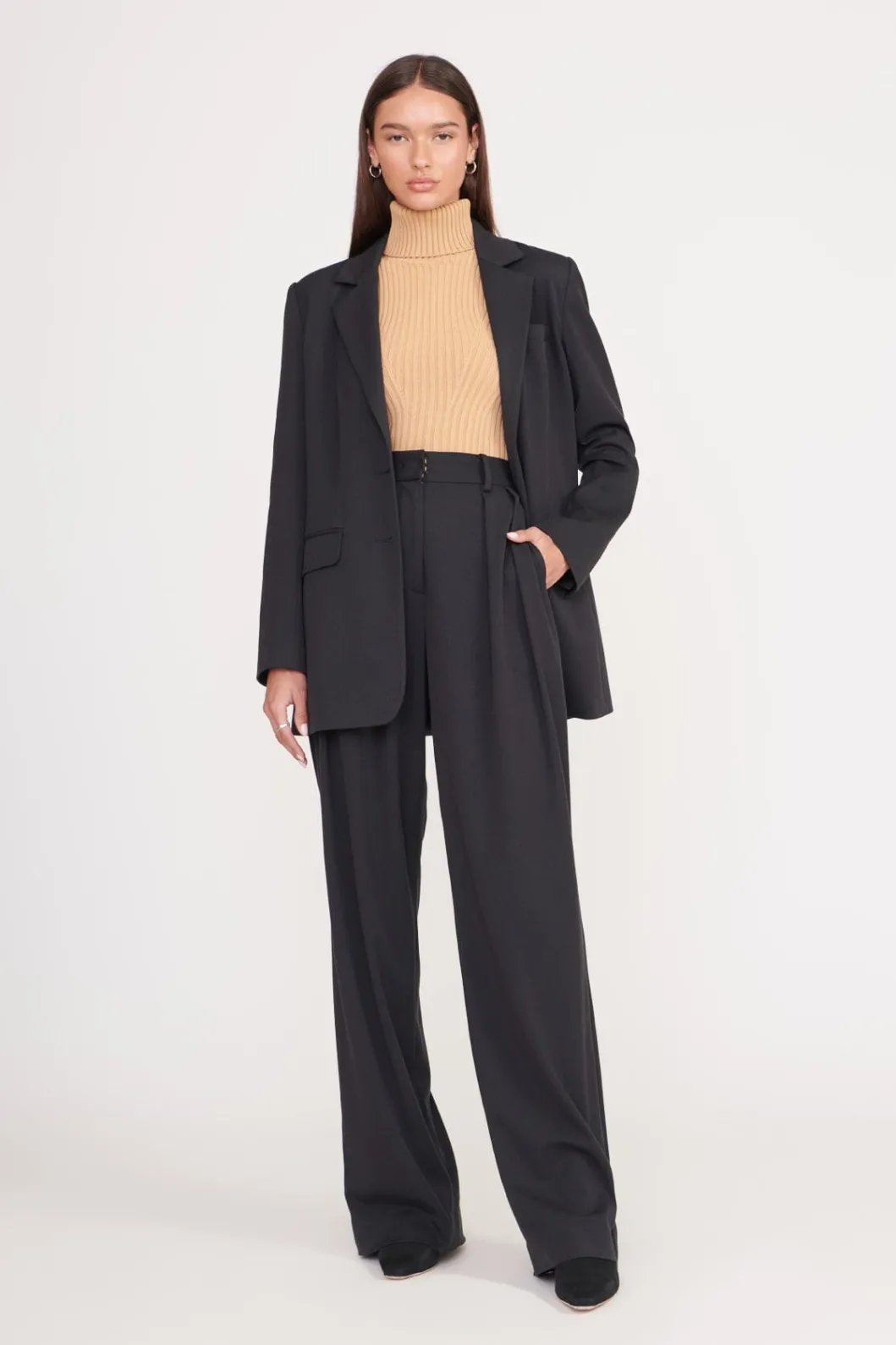 STAUD LUISA PANT BLACK SUITING< Pants & Shorts