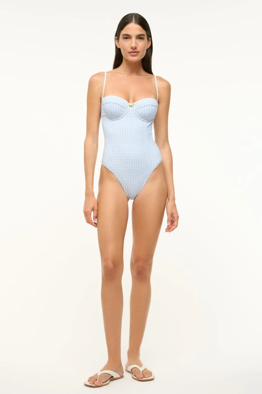 STAUD MAEVE ONE PIECE SKY MICRO CHECK< Swim | One Pieces